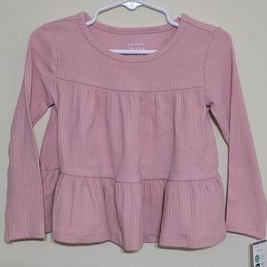 Carter's Pink Long Sleeve Peplum Top for Kids